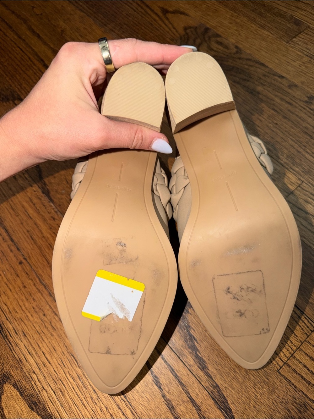 NEW Dolce Vita Cream Braided Pointed-Toe Mule Heels Clog Tan - Picture 6 of 6
